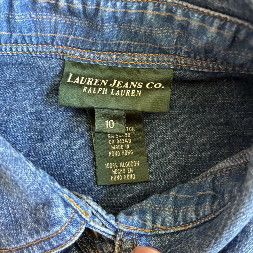 Lauren Jeans Co. Ralph Lauren Women's Denim Button-Up Shirt Blue Size 10 - Picture 3 of 7